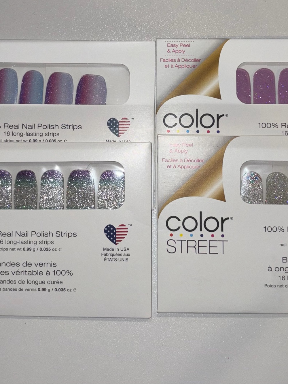 Color Street Purple Ombre & Silver Glitter Nail Strips